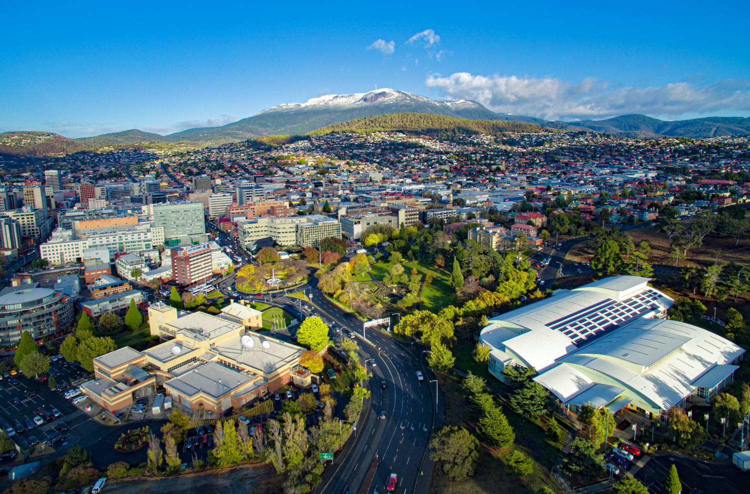 Hobart aerial view - Hughes Chauffeur service